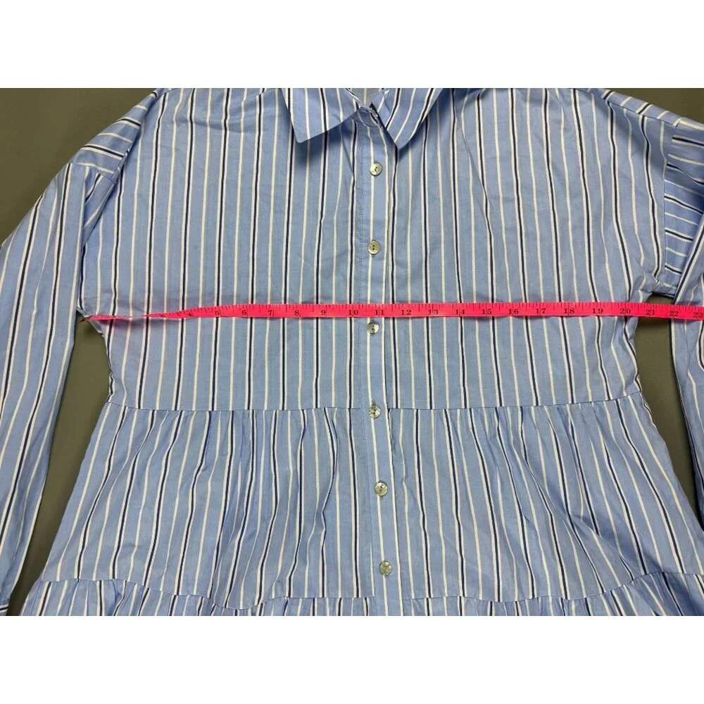 Tuckernuck Pomander Place Shades of Blue Stripe Cara Dress Shirt Mini Preppy S - Picture 7 of 8
